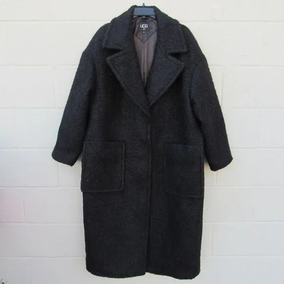UGG HATTIE LONG OVERSIZED BLACK COAT SZ XL